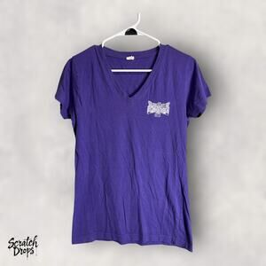 New South Women's XL Purple V Neck T-Shirt Casual Comfortable Fashion Top Tee